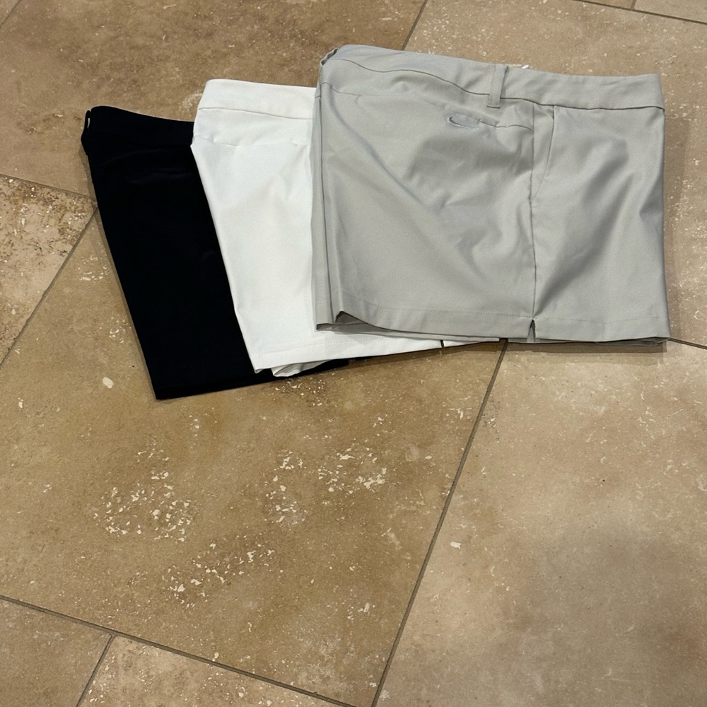 Nike Dri-Fit Women’s Shorts - Set Of 3 Pairs Black, White,  & Khaki Shorts.